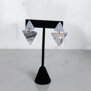 Gray and Gold Polymer Clay Dangle Earrings